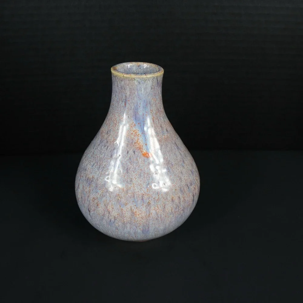 Art‎ Pottery Blue Orange Drip Glaze Vibrant Vase Signed By Artist